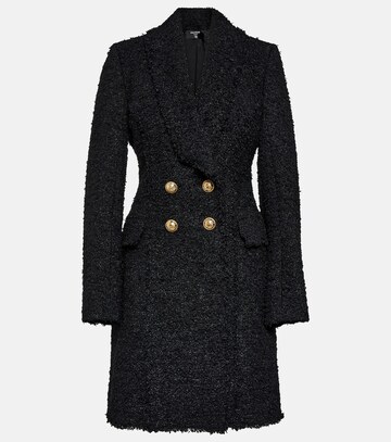 Balmain Double-breasted tweed coat in black