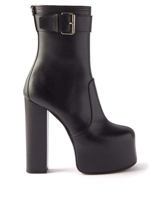 Saint Laurent - Cherry 95 Leather Platform Boots - Womens - Black