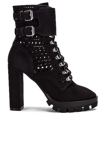 alaïa perforated military boots in black in noir