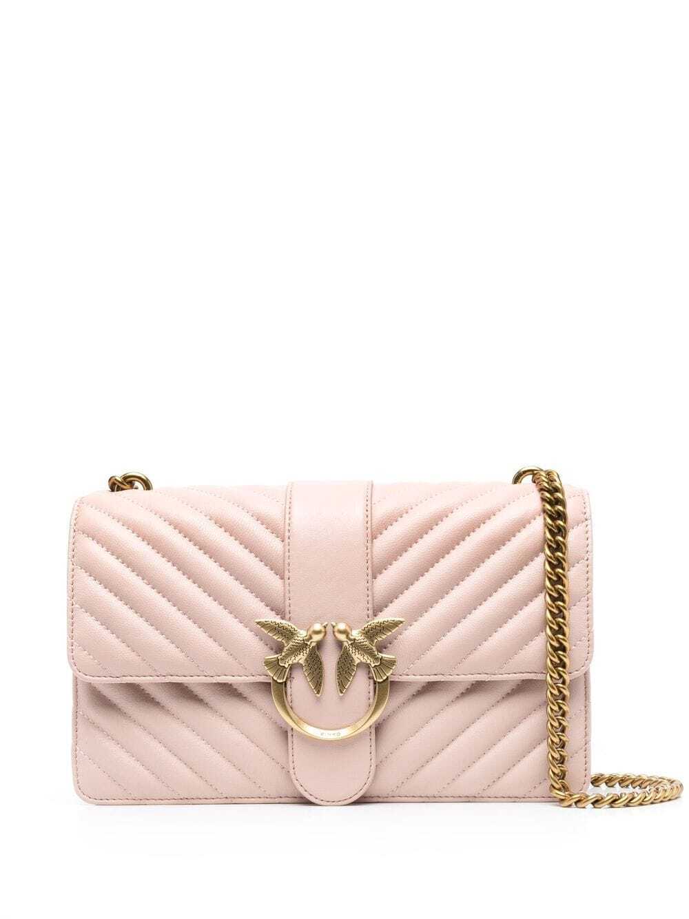 PINKO logo-buckle quilted bag in pink