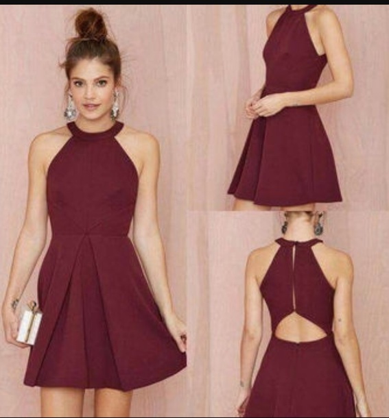 dress, burgundy, short dress, short ...