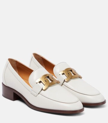 tod's embellished leather loafers in white
