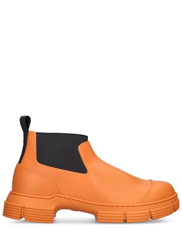 ganni 50mm recycled rubber ankle boots in orange