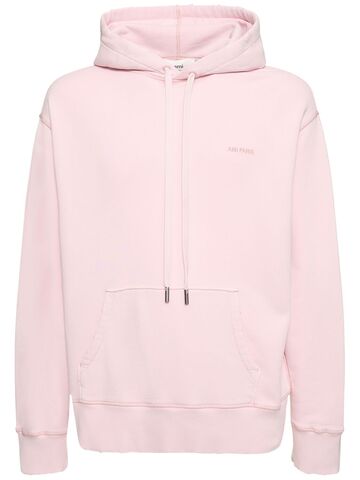 ami paris fade out logo hoodie in pink