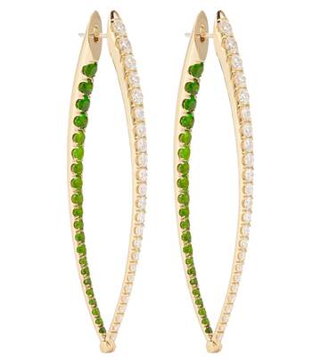 Melissa Kaye Cristina 18kt gold hoop earrings with diamonds and tsavorite garnets