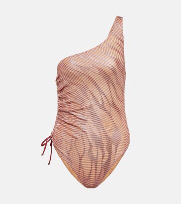 missoni mare jacquard one-shoulder swimsuit in pink