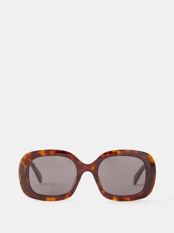 celine eyewear - triomphe round acetate sunglasses - womens - black brown multi