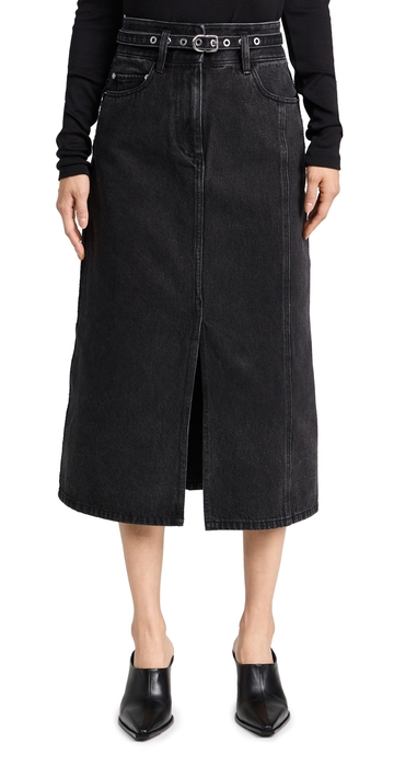 3.1 phillip lim denim a-line skirt washed black 0