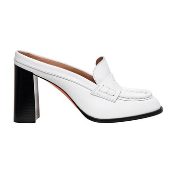 santoni leather high-heel mule in white