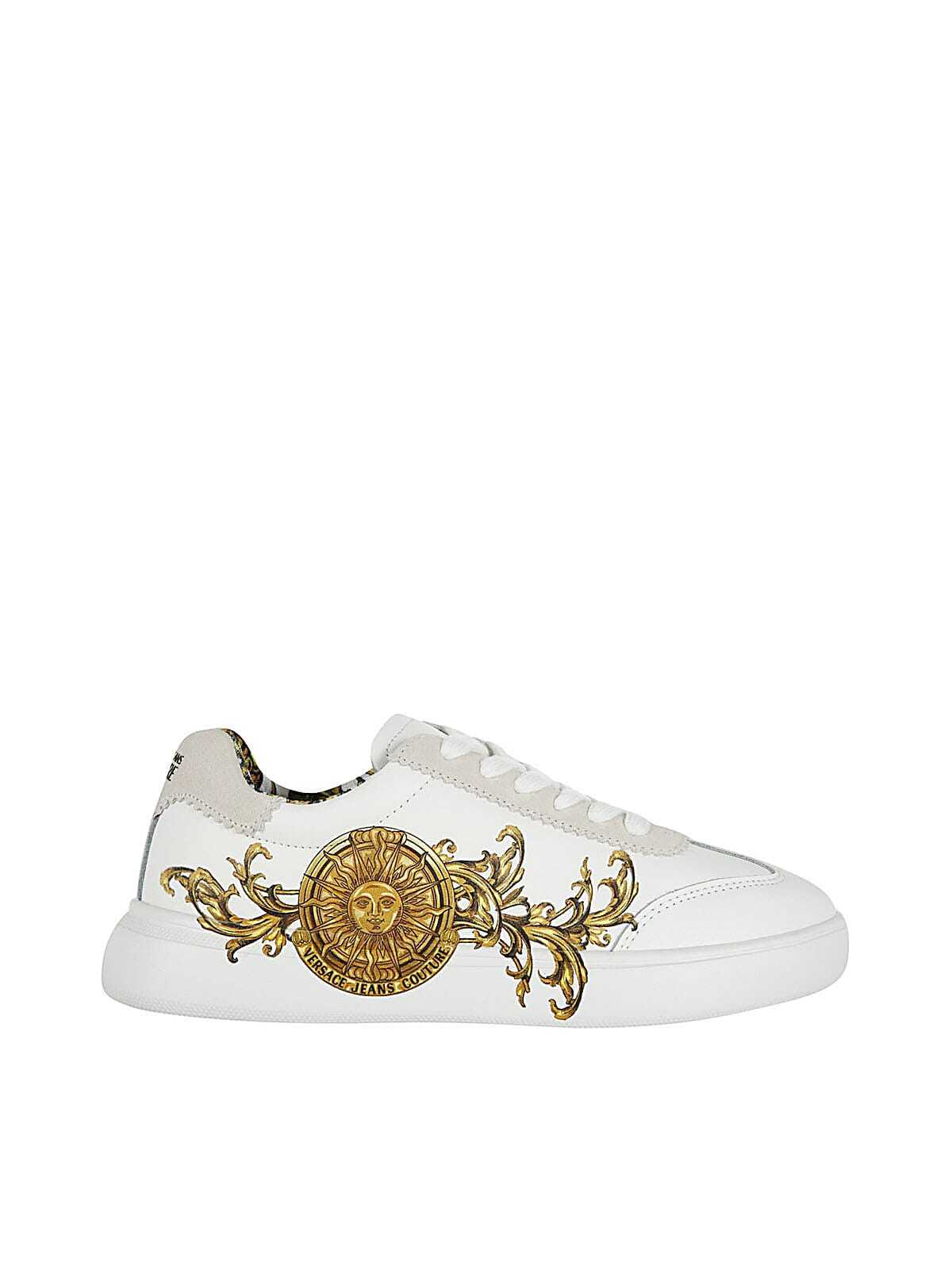 Versace Jeans Couture Logo Light Dis 28 Shoes Leather Suede in gold / white