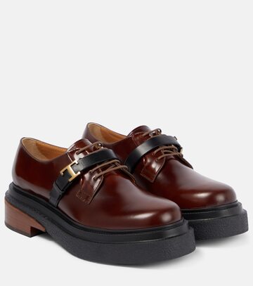 tod's leather derby shoes in brown