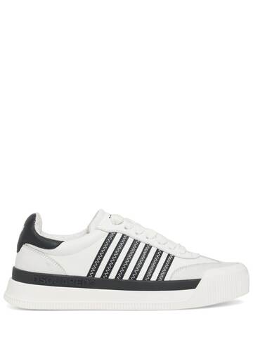 dsquared2 new jersey leather sneakers in black / white