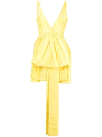 oroton v-neck ruffled mini dress - yellow