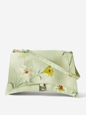 balenciaga - crush l floral-print leather shoulder bag - womens - green multi