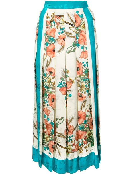 Gucci floral print pleated skirt in neutrals