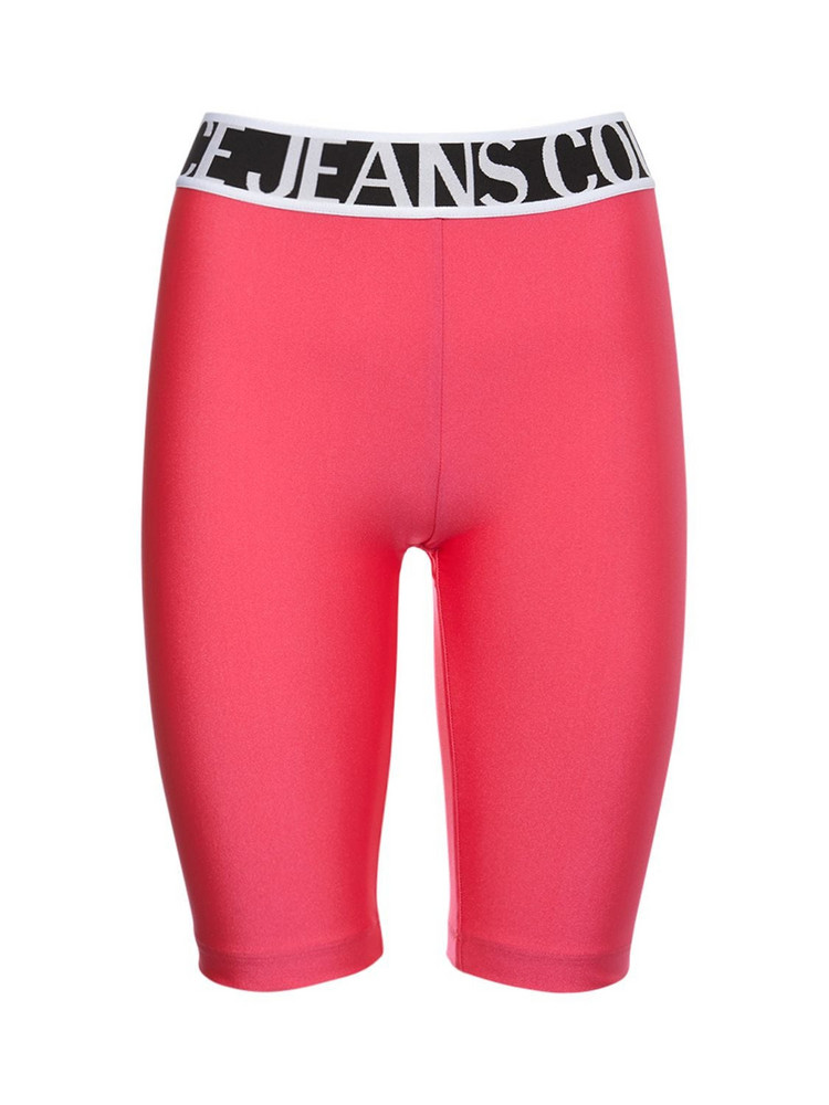 VERSACE JEANS COUTURE Shiny Lycra Cycling Shorts in fuchsia
