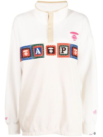 AAPE BY *A BATHING APE® AAPE BY *A BATHING APE® ape-motif ribbed fleece sweatshirt - White