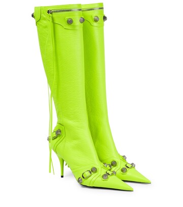 Balenciaga Cagole leather knee-high boots in green