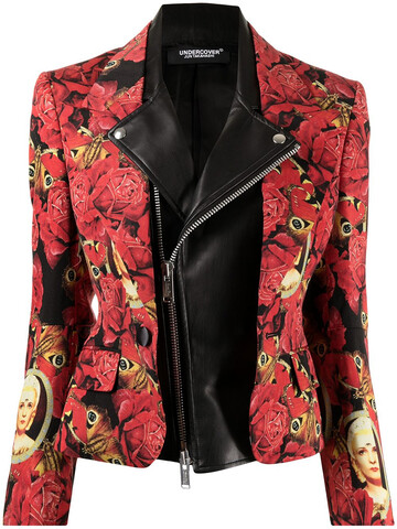 UNDERCOVER abstract-print layered blazer in red