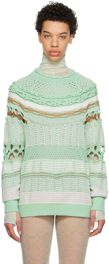 mame kurogouchi green pattern sweater