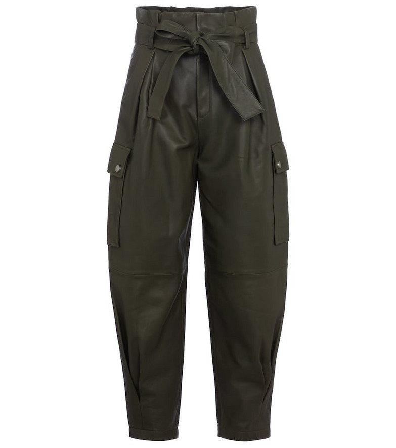 REDValentino leather paperbag pants in green