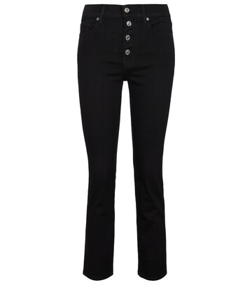 7 For All Mankind High-rise cropped skinny jeans in black