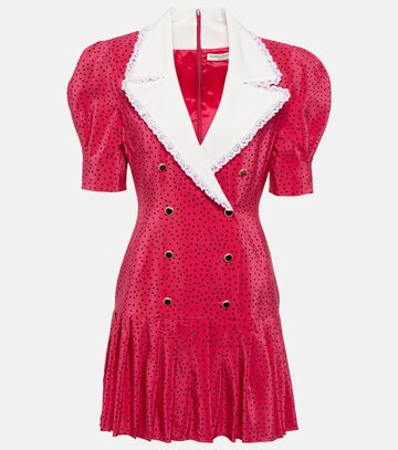 alessandra rich polka-dot silk minidress in pink