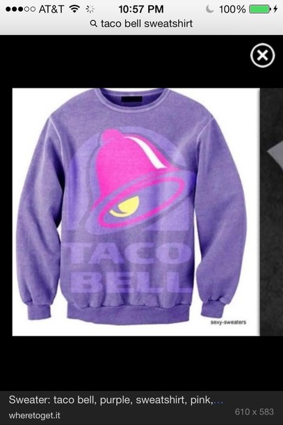 shirt tacobell purple crewneck sweatshirt