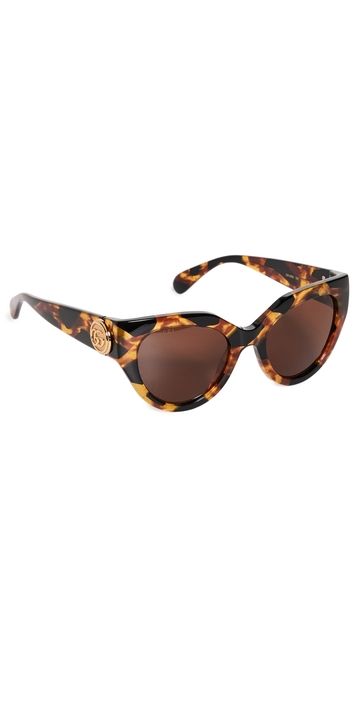 gucci cat eye sunglasses havana-havana-brown one size