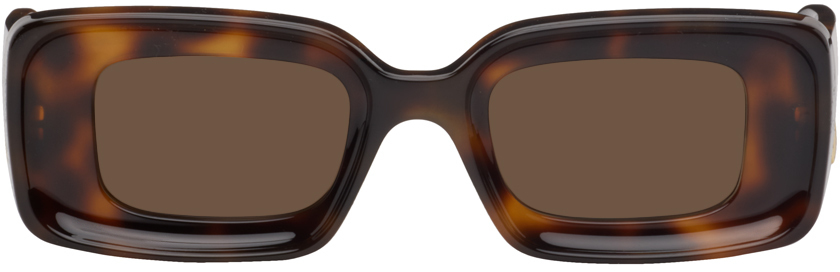 Loewe Tortoiseshell Rectangular Sunglasses in brown