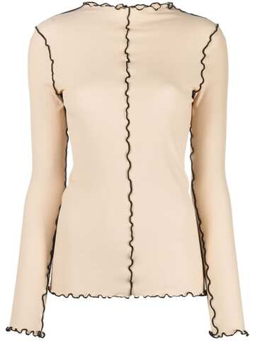 rodebjer contrast-stitching long-sleeved top - neutrals