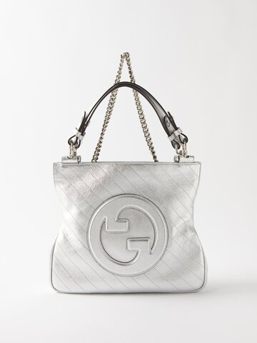gucci - blondie quilted metallic-leather shoulder bag - womens - silver