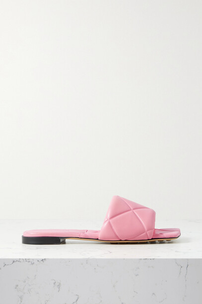 Bottega Veneta - Debossed Leather Slides - Pink