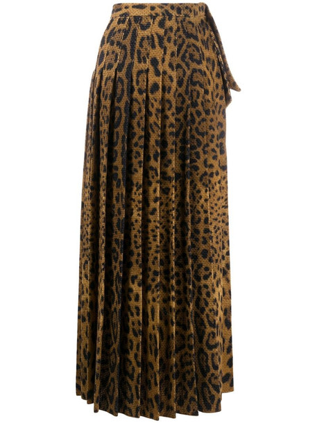 Atu Body Couture leopard print pleated skirt in brown