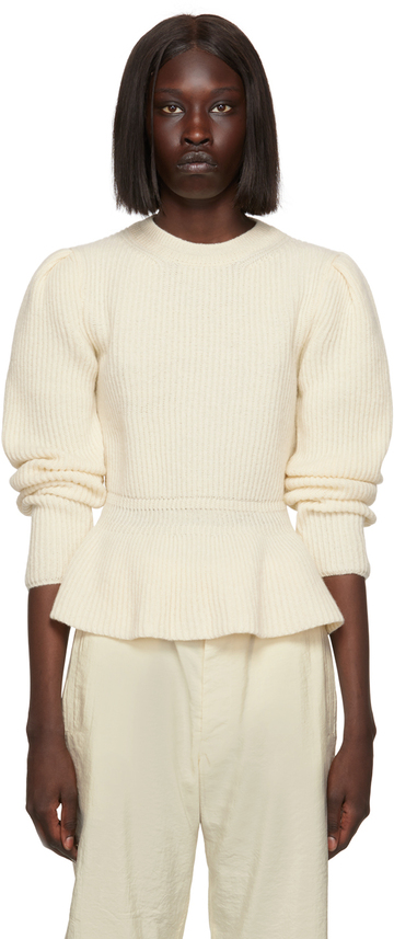 lemaire off-white peplum sweater in cream