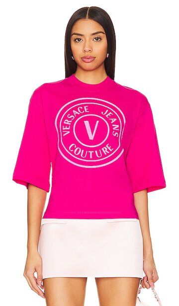 versace jeans couture t-shirt in pink