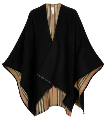 Burberry Icon Stripe wool cape in black