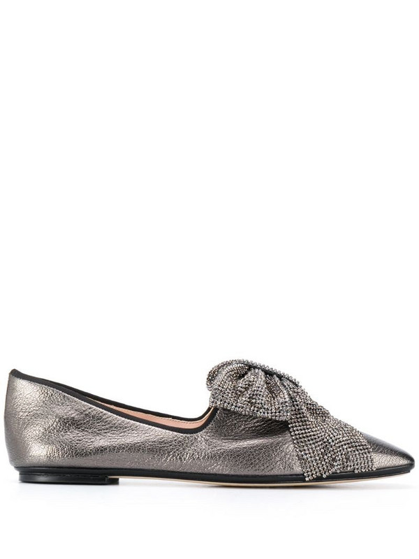 Rodo square toe bow-detail loafers in silver