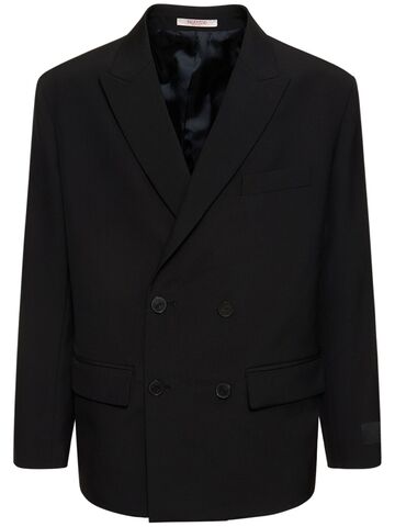 valentino double breast wool blazer in black