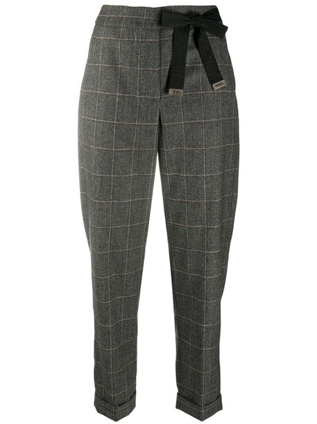 Peserico windowpane check print trousers in grey