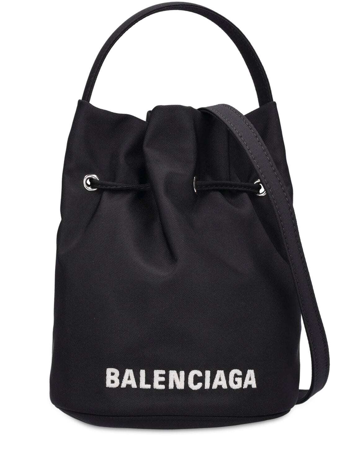 BALENCIAGA Wheel Nylon Bucket Bag in black