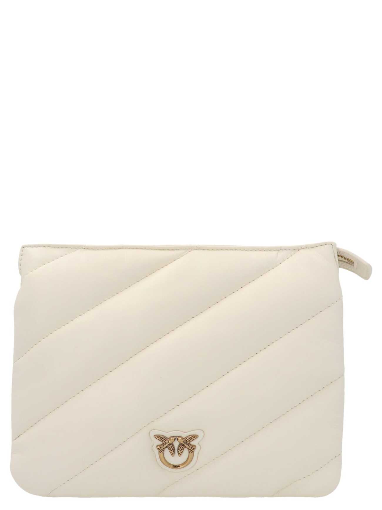 Pinko twins Small Maxi Quilt Bag in gold / bianco