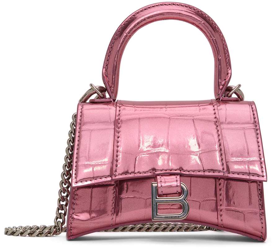 Balenciaga Pink Mini Hourglass Top Handle Bag