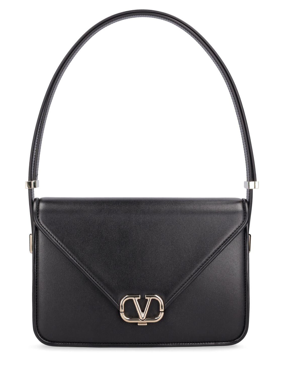 VALENTINO GARAVANI V Logo Leather Shoulder Bag in black
