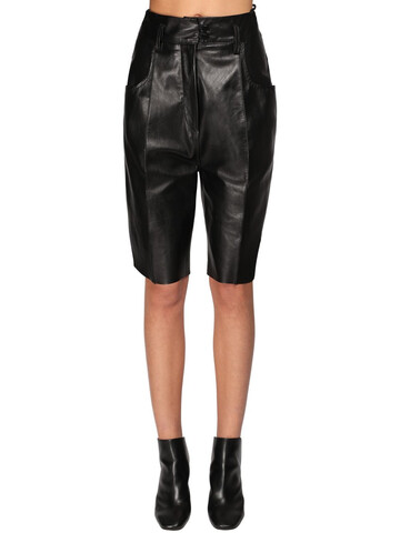 PETAR PETROV Leather Slim Fit Shorts in black