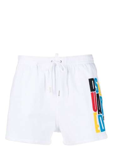 dsquared2 logo-print towelled swim shorts - white