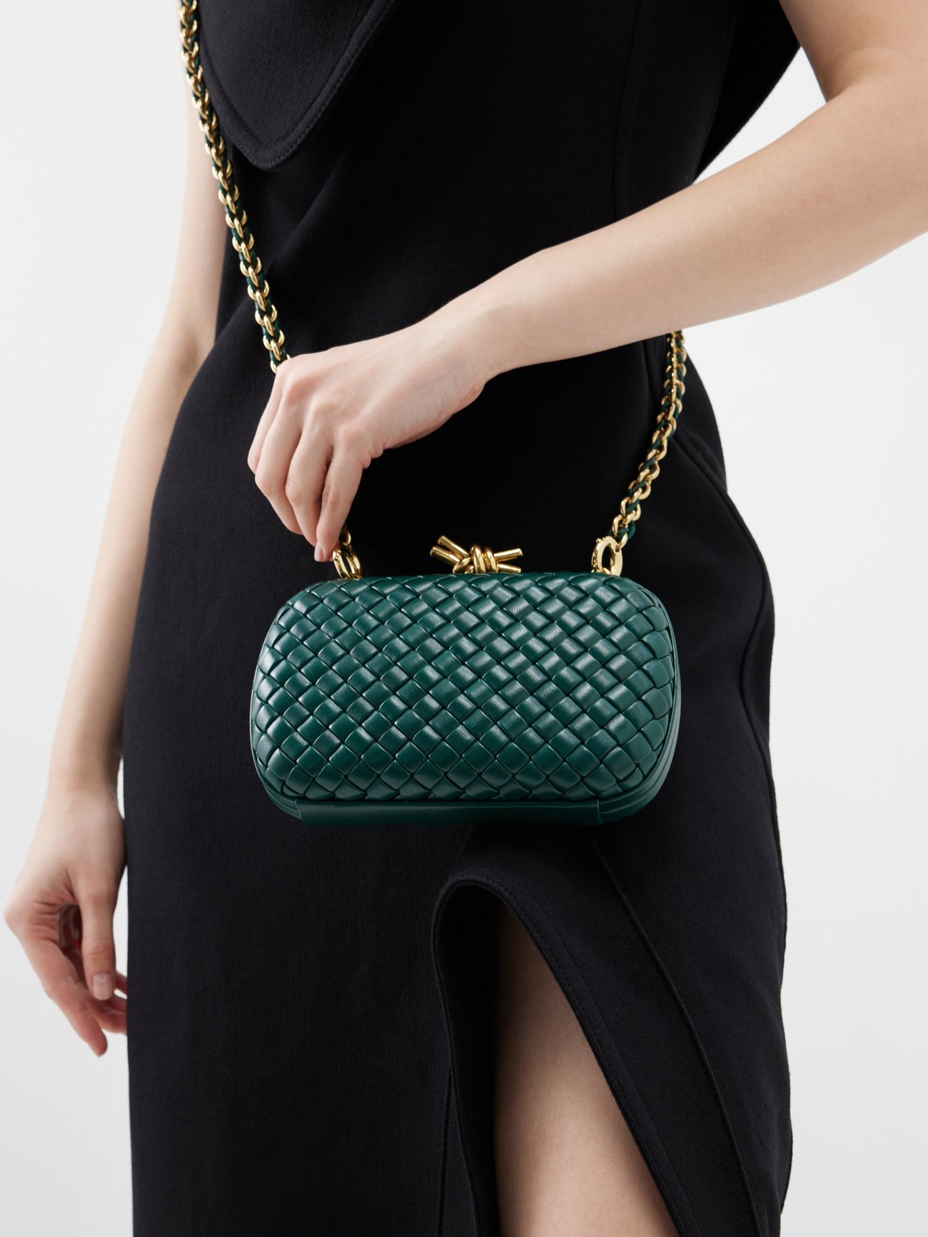 Bottega Veneta - Knot Intrecciato-leather Cross-body Bag - Womens - Emerald
