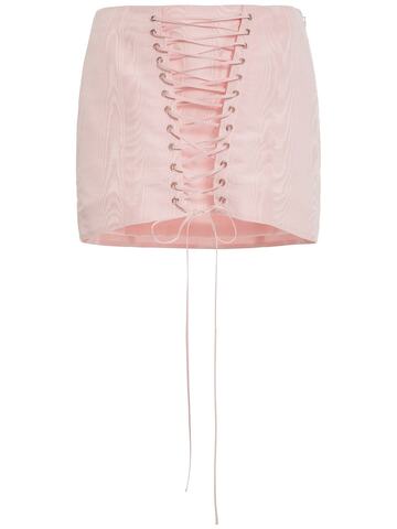ALESSANDRA RICH Lace-up Moiré Mini Skirt in pink