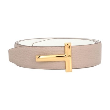 Tom Ford T reversible belt in taupe / white