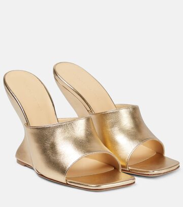 magda butrym inverted wedge leather mules in gold